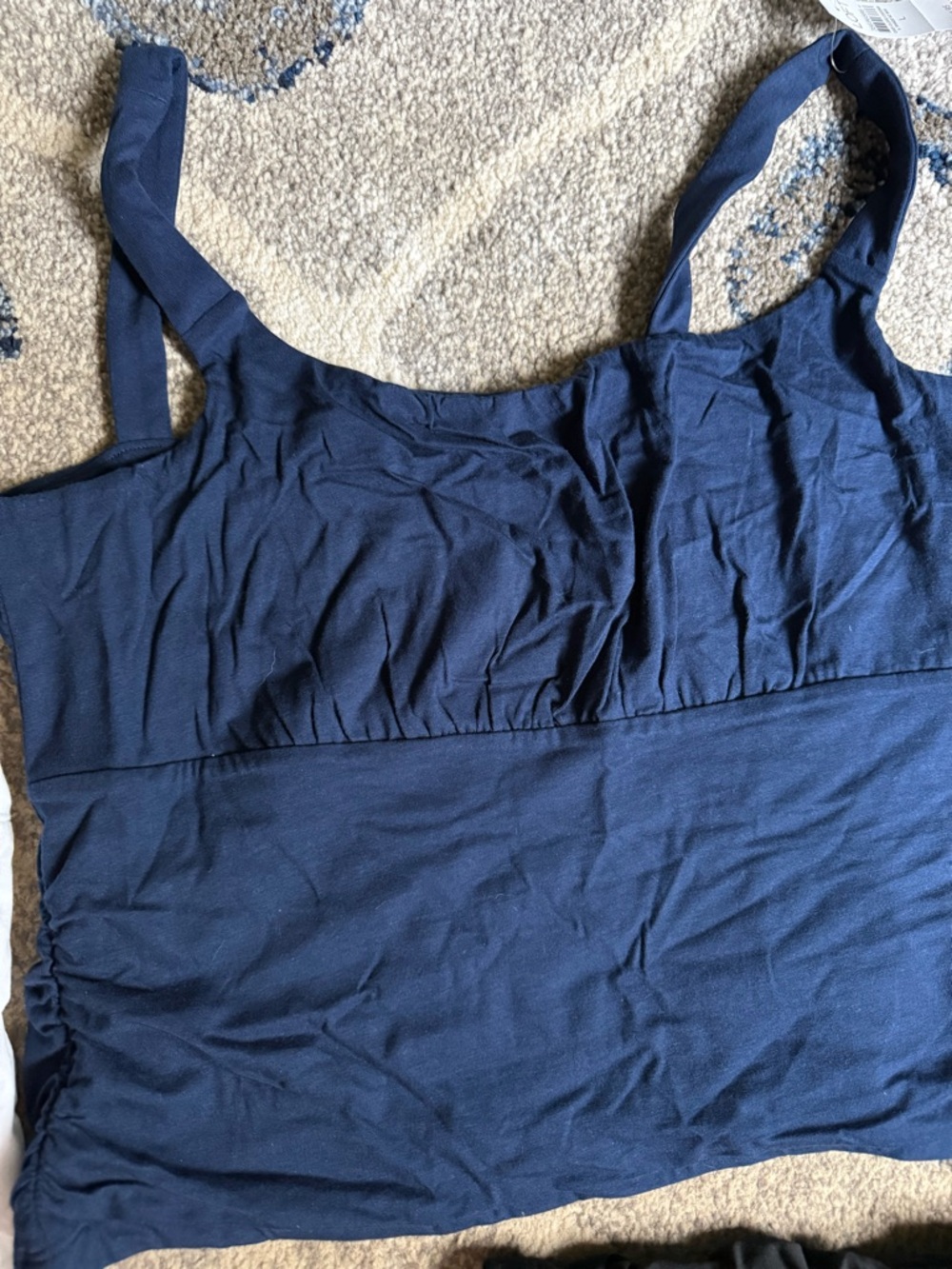 LOFT Navy Gathered Bust Tank